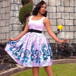XL Pink Aurora castle print dress